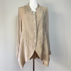 Cannisse Linen Textured Tunic Top Women’s Size M Lagenlook Minimalist